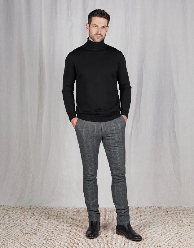 Men's Linen - Cotton Blend Blazer in Tan with Roll - Up Sleeves for a Laid - Back Summer LookSoho Charcoal Check Chinos