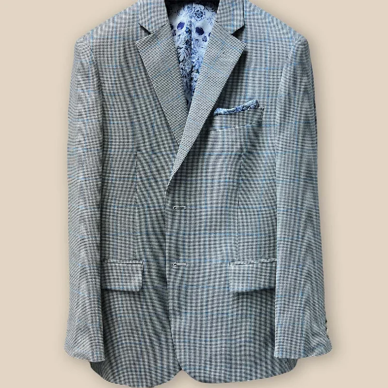 Plus Size Men's Paisley Print Silk Blazer in Royal Blue for a Statement - Making Party OutfitTessilstrona Grey Houndstooth with Sky Blue Windowpane Men's Sportcoat Plus Size Men's Paisley Print Silk Blazer in Royal Blue for a Statement - Making Party OutfitTessilstrona Grey Houndstooth with Sky Blue Windowpane Men's Sportcoat