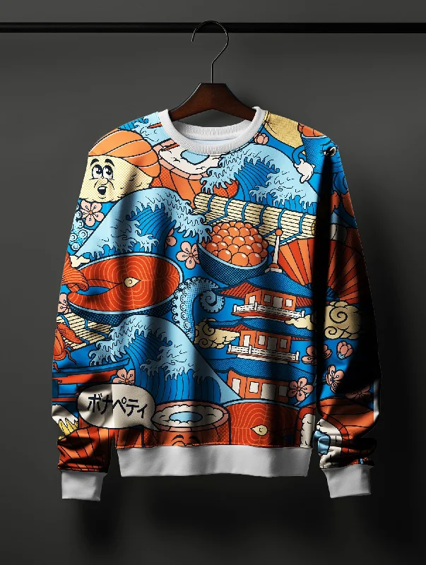 Striped men sweatshirt with a nautical themeTokyo Japan All Over Printed Sweatshirt
