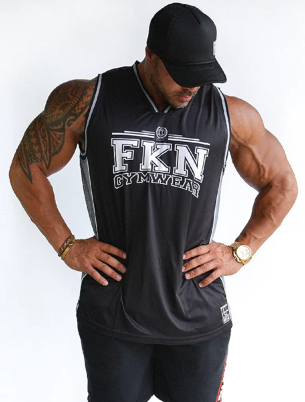 Men's Sustainable Organic Cotton Rugby Jerseys for Eco - Conscious Sports EnthusiastsDominate | Men's Gym Training Basketball Jersey Singlet | Black