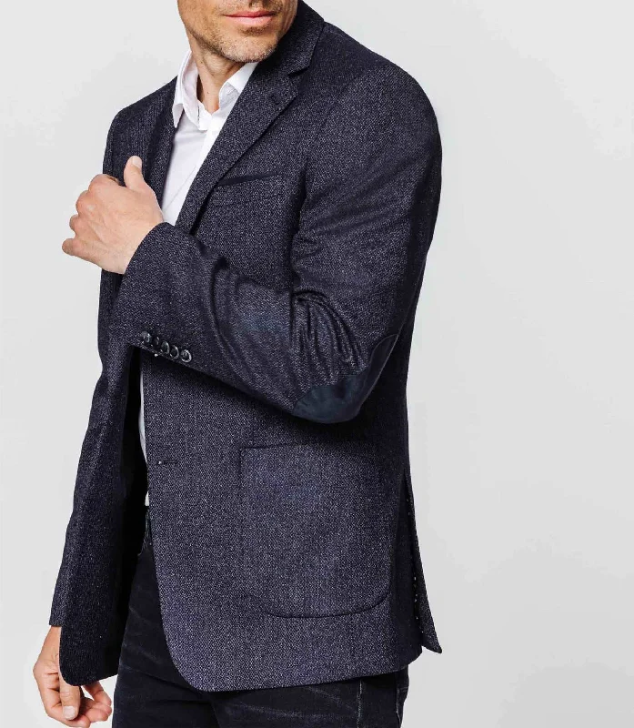 Tall Men's Black Leather Blazer with Zipper Details for a Modern and Edgy LookVeste navy 2 boutons