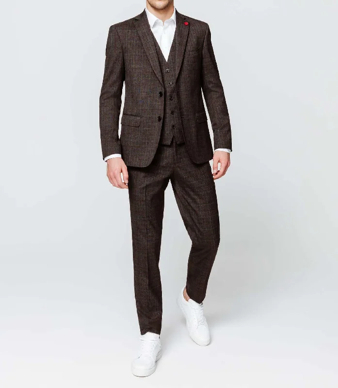 Men's Slim Fit Denim Blazer in Blue for a Casual and Trendy Streetwear LookVeste Prince de Galles marron