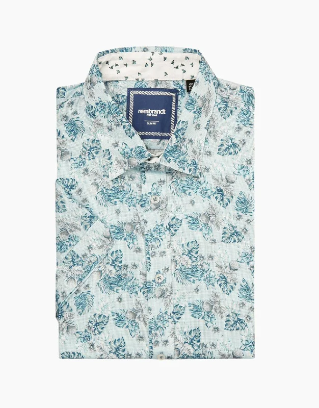 Men's Linen - Cotton Blend Blazer in Tan with Roll - Up Sleeves for a Laid - Back Summer LookWaihi blue tropical short sleeve shirt Men's Linen - Cotton Blend Blazer in Tan with Roll - Up Sleeves for a Laid - Back Summer LookWaihi blue tropical short sleeve shirt
