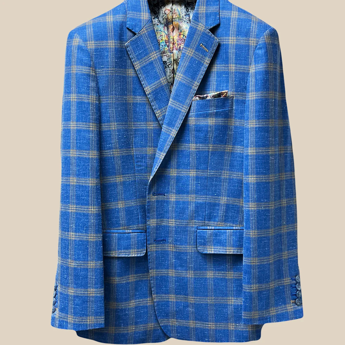 Men's Single - Breasted Cashmere Blazer in Camel for a Luxurious and Elegant Winter LookWestwood Hart Sky Blue with Tan Windowpane Men's Sportcoat