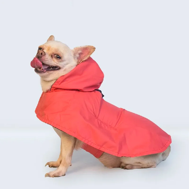 Men's raincoats with a hooded visor to keep rain out of eyes​Cape Style Dog Raincoat (Red)