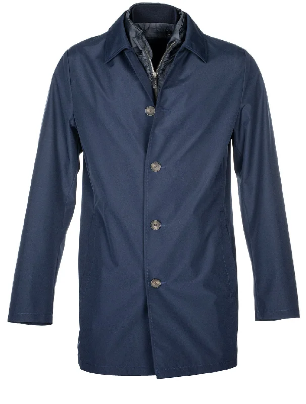 Men's raincoats with a roll - up sleeve design​Raincoat With Insert Blue