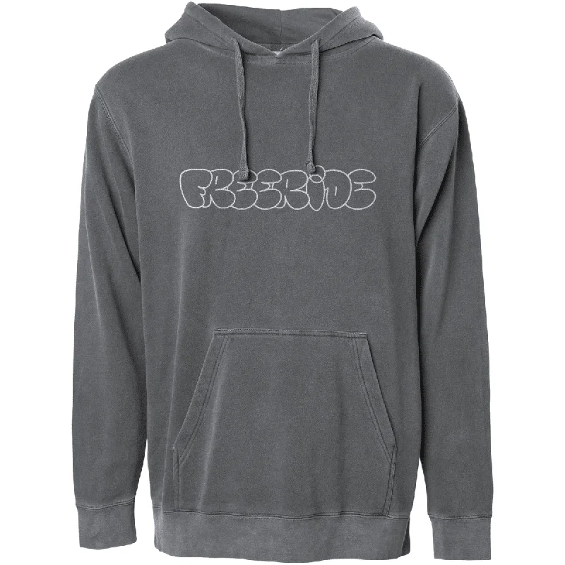 Men fleece - trimmed parkas for extreme cold conditionsFREERIDE Embroidered Bubble Trouble Hoodie Washed Grey