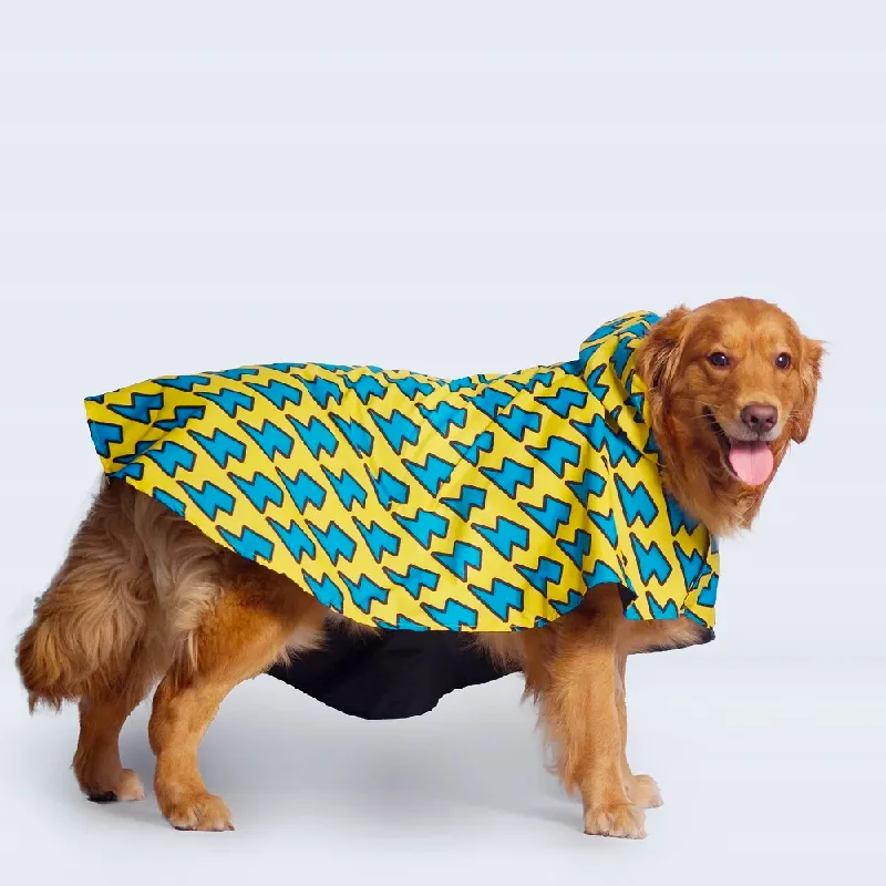 Men's raincoats with a high - collar for extra protection​Lightning Printed Cape Style Dog Raincoat