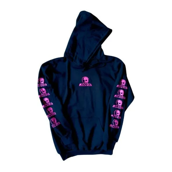 Men fleece tracksuits for athletic training sessionsSKULL SKATES Skull Logo Pullover Hoodie Ink Pink