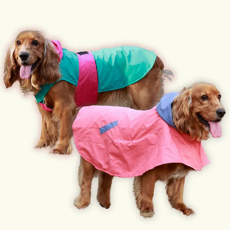 Men's raincoats with a side - zip pockets for easy access​Splash Saver Pack of 2 Raincoats Puddle Pooch
