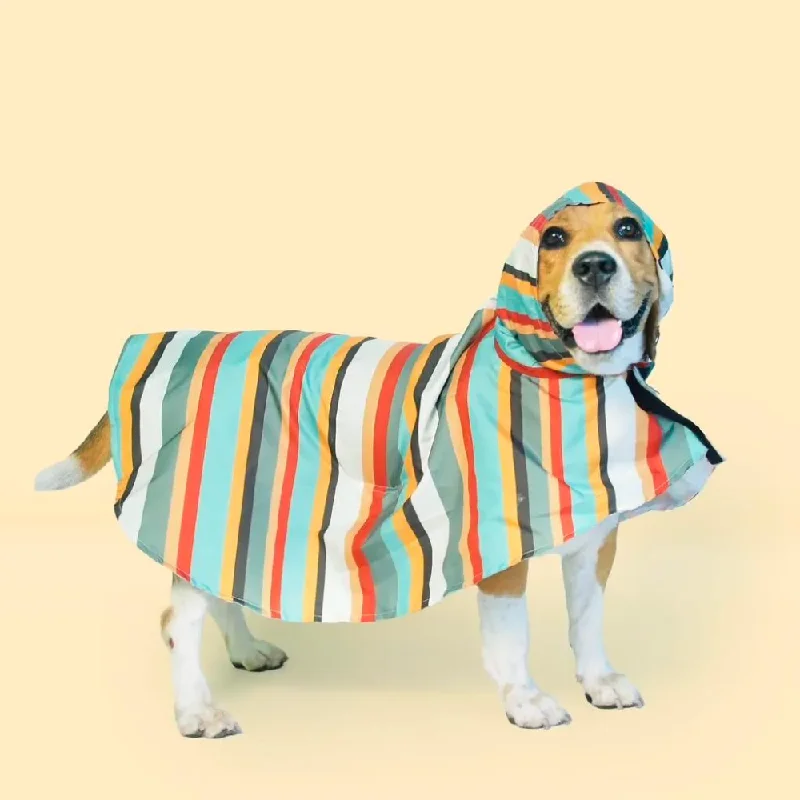 Men's raincoats with a quilted pattern for added style​Stripe Printed Cape Style Dog Raincoat