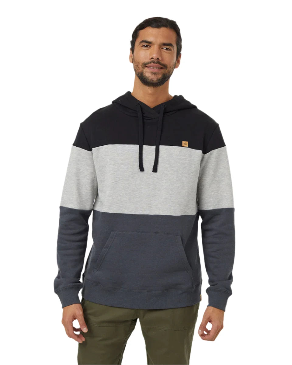 Men fleece - backed windbreakers for windy daysTENTREE TreeFleece Blocked Reynard Pullover Hoodie Meteorite Black/Hi Rise Grey Heather/Graphite