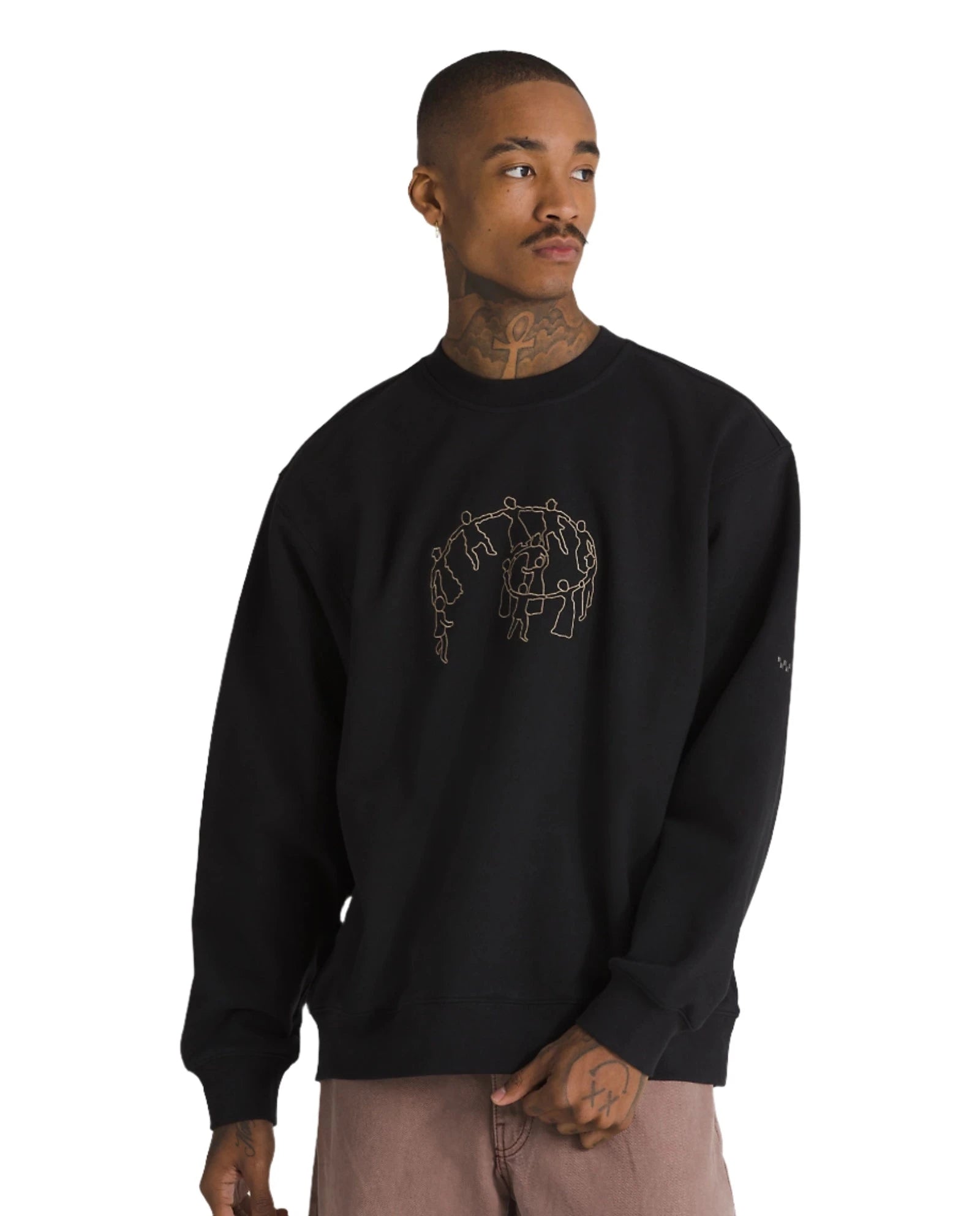 Men fleece thermal shirts for layering in winterVANS Skate Hold Hands Crewneck Sweater Black Men fleece thermal shirts for layering in winterVANS Skate Hold Hands Crewneck Sweater Black