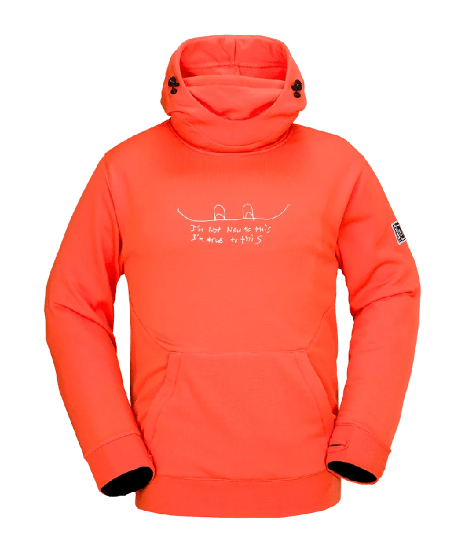 Men fleece - backed compression shirts for workoutsVOLCOM Hydro Riding Pullover Hoodie Flame Red