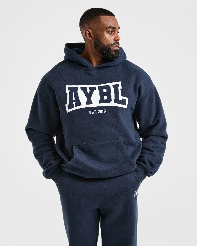 Retro - inspired men hoodie with a varsity logoAcademy Oversized Hoodie - Navy