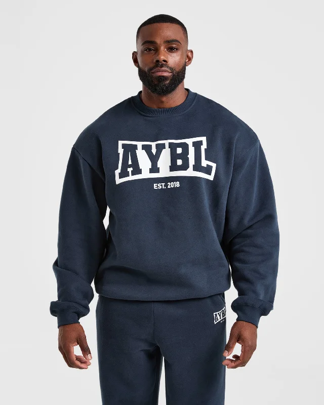 Men hoodie with a drawstring hood and adjustable hemAcademy Oversized Sweater - Navy