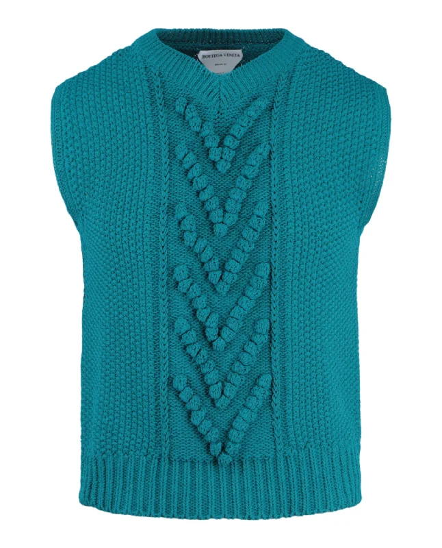Plus Size Men's Distressed Denim - Look Sweater in Blue for a Trendy and Edgy StyleAran Knitted Vest Plus Size Men's Distressed Denim - Look Sweater in Blue for a Trendy and Edgy StyleAran Knitted Vest