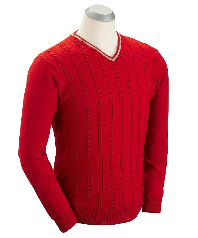 Plus Size Men's V - Neck Cashmere - Blend Sweater in Navy with Ribbed Trim for a Classic StyleCable-Front V-Neck Sweater