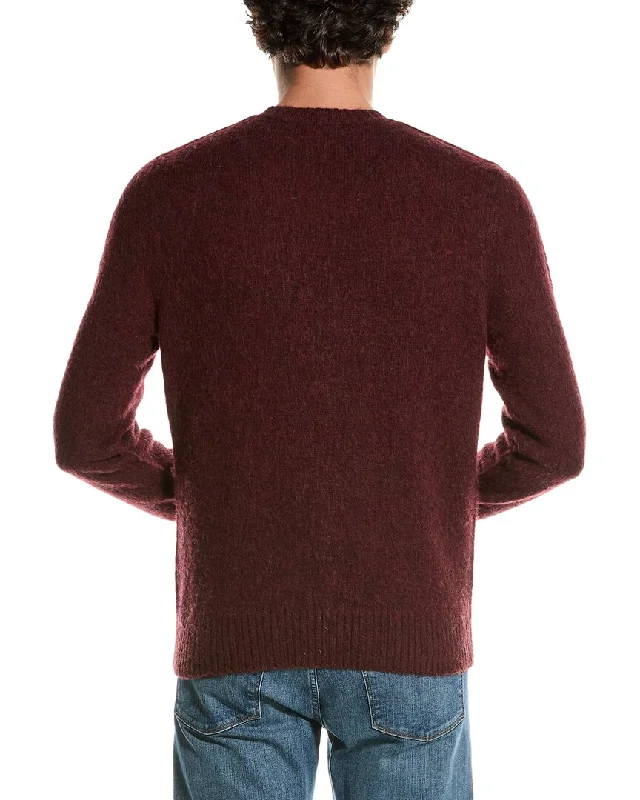 Men's Zip - Up Fleece - Lined Sweater in Black with Thumbholes for Outdoor Winter ActivitiesBrooks Brothers Classic Brushed Wool Crewneck Sweater