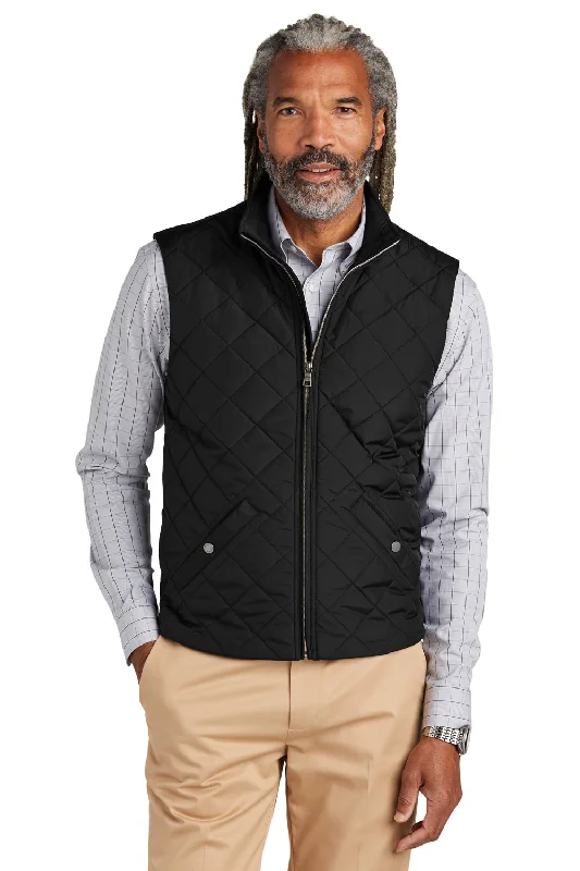 Men's Shearling Vest in Tan for a Timeless and Elegant AppearanceBrooks Brothers Mens Water Resistant Quilted Full Zip Vest - Deep Black