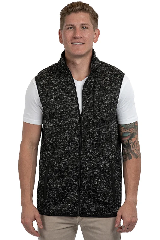 Men's Wool - Blend Vest in Charcoal with a Button - Down Front for a Formal TouchBurnside Mens Sweater Knit Full Zip Vest - Heather Black