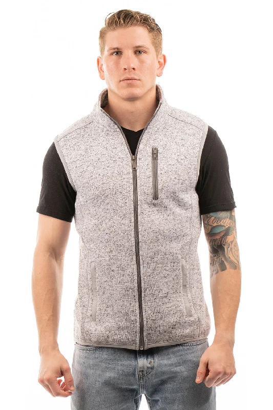 Men's Sherpa - Lined Denim Vest in Blue for a Rustic and Warm EnsembleBurnside Mens Sweater Knit Full Zip Vest - Heather Grey