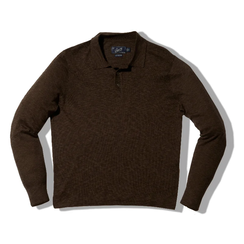 Men's Ribbed Bodycon Sweater in Red for a Sexy and Confident Night OutCloud Cotton Sweater Long Sleeve Polo - Military Olive