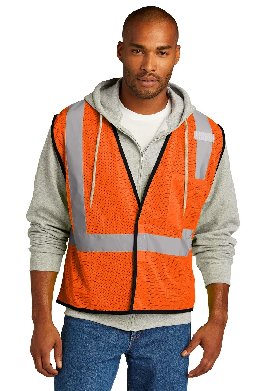Men's Sleeveless Puffer Vest in Red for a Bold and Stylish StatementCornerStone Mens ANSI 107 Class 2 Mesh Vest w/ Pocket - Safety Orange