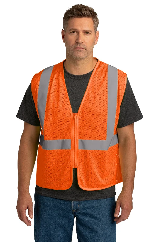 Men's Lightweight Linen Vest in Beige for a Breezy Summer OutfitCornerStone Mens ANSI 107 Class 2 Mesh Zipper Vest - Safety Orange