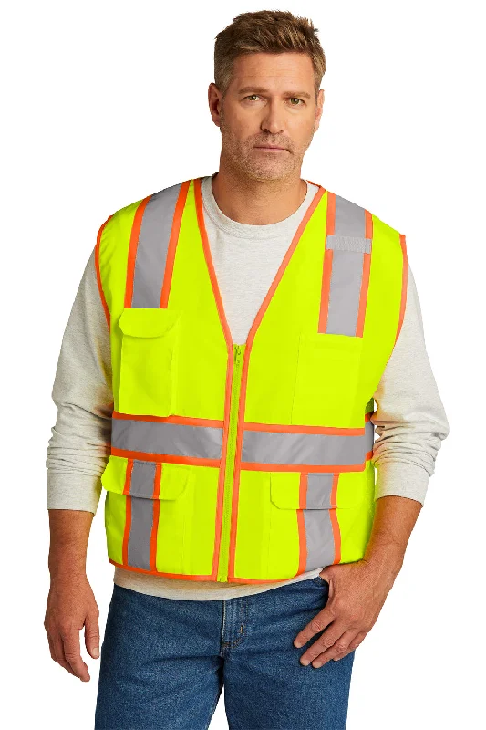 Plus Size Men's Striped Vest in Black and White for a Retro - Inspired LookCornerStone Mens ANSI 107 Class 2 Surveyor Zipper Vest w/ Pocket - Safety Yellow Plus Size Men's Striped Vest in Black and White for a Retro - Inspired LookCornerStone Mens ANSI 107 Class 2 Surveyor Zipper Vest w/ Pocket - Safety Yellow