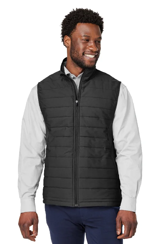 Men's Canvas Vest with Multiple Pockets in Olive for PracticalityDevon & Jones Mens New Classics Charleston Hybrid Full Zip Vest - Black Melange/Black