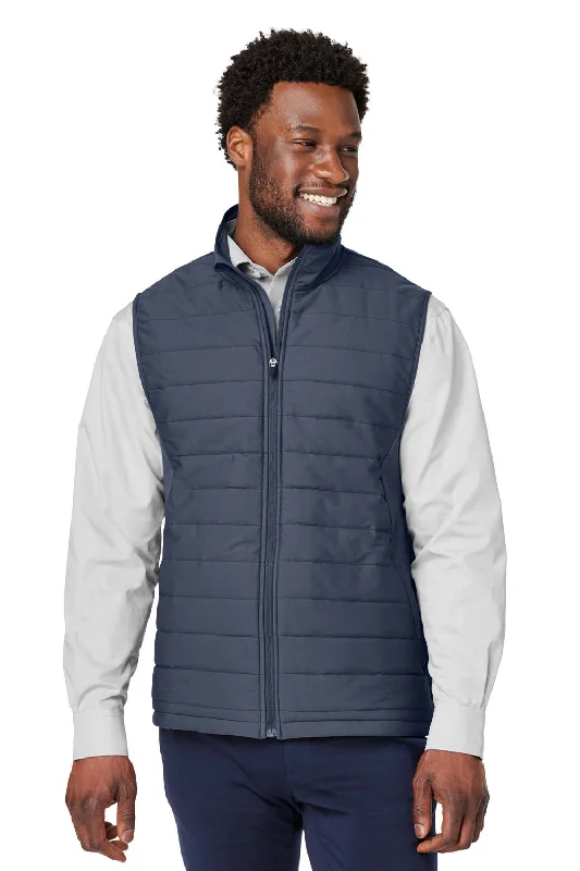 Men's Sleeveless Puffer Vest in Red for a Bold and Stylish StatementDevon & Jones Mens New Classics Charleston Hybrid Full Zip Vest - Navy Blue Melange