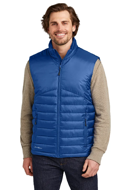Men's Twill Vest in Burgundy with a Stand - Up Collar for a Sophisticated LookEddie Bauer Mens Water Resistant Quilted Full Zip Vest - Cobalt Blue
