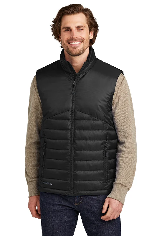 Tall Men's Linen - Cotton Blend Vest in Khaki for a Relaxed Summer StyleEddie Bauer Mens Water Resistant Quilted Full Zip Vest - Deep Black