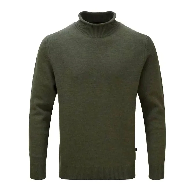 Plus Size Men's Distressed Denim - Look Sweater in Blue for a Trendy and Edgy StyleFordwich Roll Collar Mock Neck In Ink Green