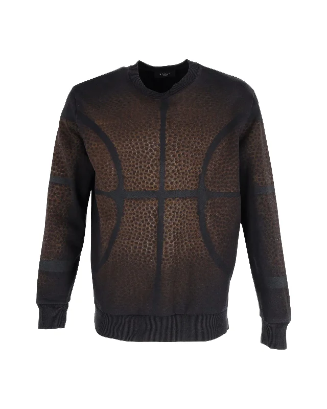 Men's Shearling - Lined Leather Sweater in Brown for a Rugged and Warm Winter EnsembleGivenchy Basketball Print Sweater in Brown Cotton