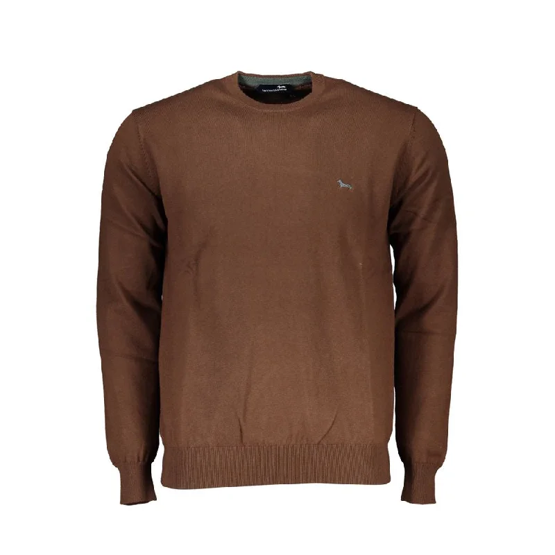 Regular Fit Men's Mock - Neck Sweater in Teal with a Side Slit for a Modern Office AttireHarmont & Blaine Elegant Crew Neck Embroide Men's Sweater