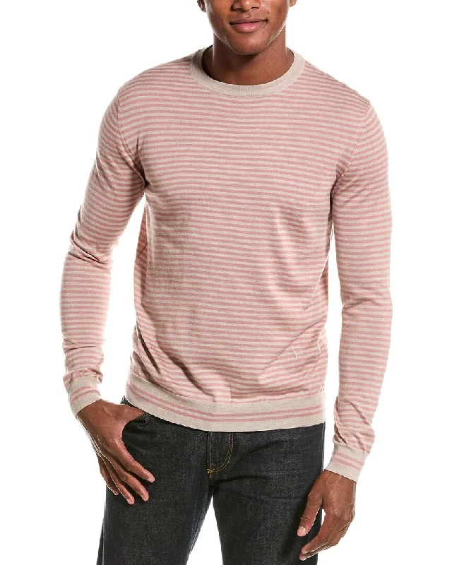 Men's Fuzzy Mohair - Blend Sweater in Light Pink for a Soft and Stylish LookISAIA Cashmere & Silk-Blend Crewneck Sweater