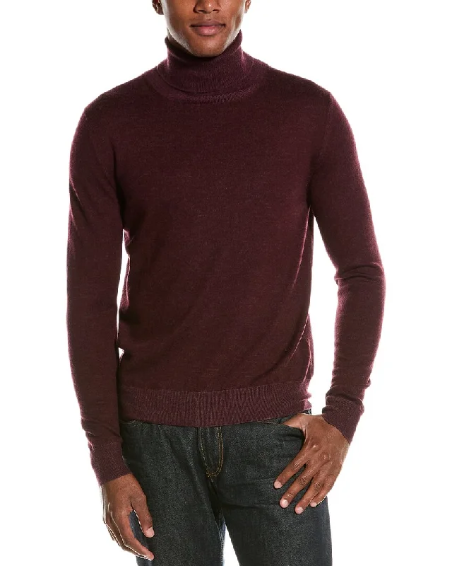 Men's Chunky Knit Fair Isle Patterned Wool Sweater in Multicolor for a Festive Holiday OutfitISAIA Wool Roll Neck Sweater