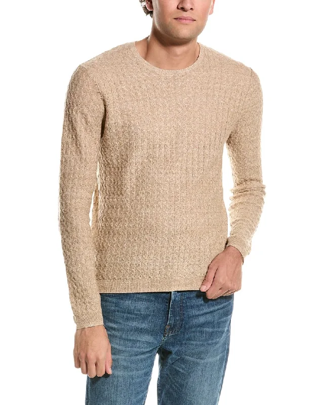 Men's Embroidered Floral Patterned Silk - Blend Sweater in Cream for a Spring - Inspired LookJohn Varvatos McClain Regular Fit Long Linen, Wool, Silk, & Cashmere-Blend