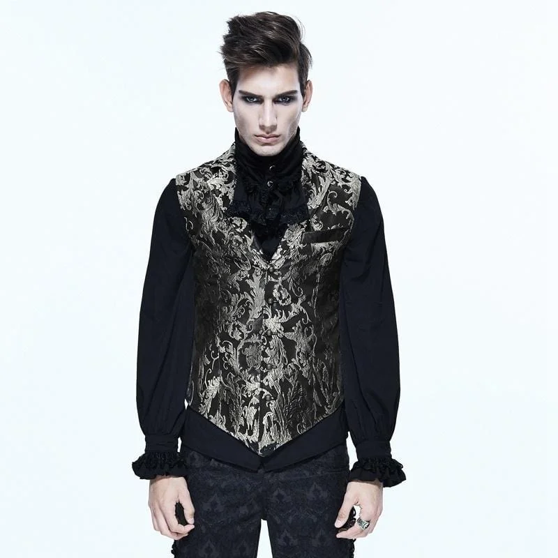 Plus Size Men's Sequin - Embellished Vest in Silver for a Glamorous PartyMen's Goth Brocade Waistcoat Plus Size Men's Sequin - Embellished Vest in Silver for a Glamorous PartyMen's Goth Brocade Waistcoat