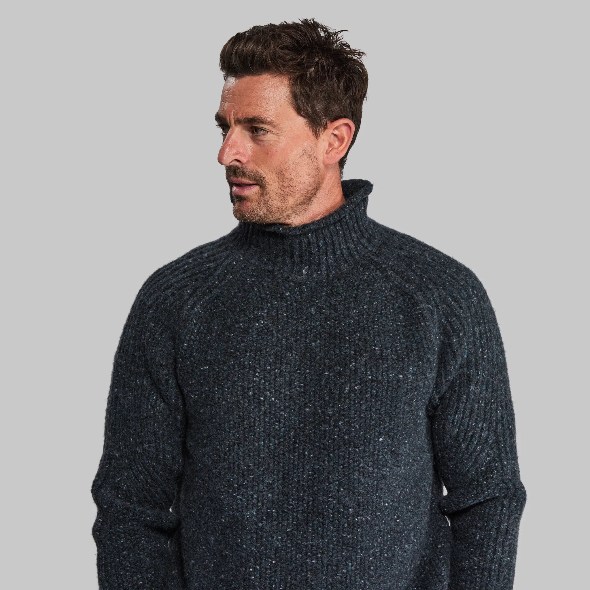 Plus Size Men's Distressed Denim - Look Sweater in Blue for a Trendy and Edgy StylePlanet Earth Guernsey Sweater. Navy edition.