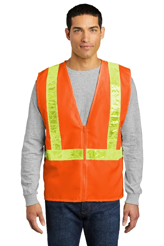 Men's Wool - Blend Vest in Charcoal with a Button - Down Front for a Formal TouchPort Authority Mens Enhanced Visibility Vest - Safety Orange