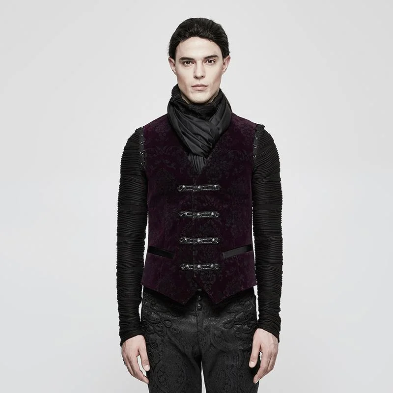 Men's Quilted Down Vest in Black for Extreme Winter WarmthMen's Gothic Floral Jacquard Vest Men's Quilted Down Vest in Black for Extreme Winter WarmthMen's Gothic Floral Jacquard Vest