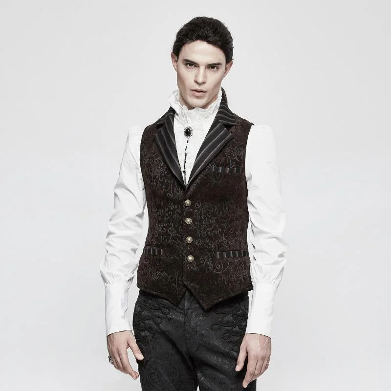 Plus Size Men's Embroidered Silk Vest in Gold for a Luxurious OccasionMen's Gothic Vintage Jacquard Waistcoat Plus Size Men's Embroidered Silk Vest in Gold for a Luxurious OccasionMen's Gothic Vintage Jacquard Waistcoat