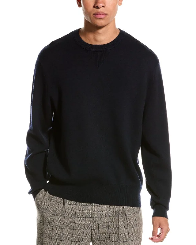 Men's Zip - Up Fleece - Lined Sweater in Black with Thumbholes for Outdoor Winter Activitiesrag & bone York Wool-Blend Crewneck Sweater