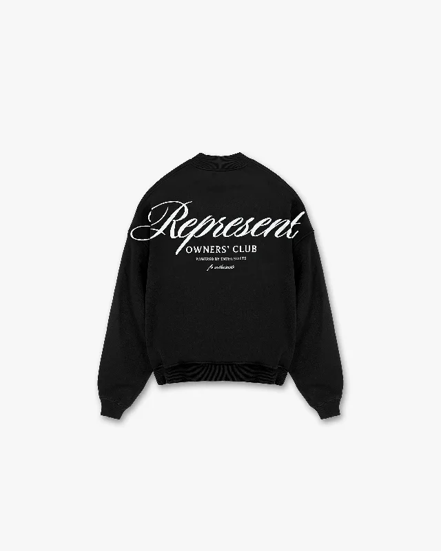 Men's Ribbed Bodycon Sweater in Red for a Sexy and Confident Night OutRepresent Owners Club Script Sweater - Black