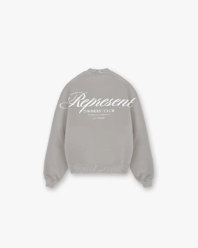 Men's Shearling - Lined Leather Sweater in Brown for a Rugged and Warm Winter EnsembleRepresent Owners Club Script Sweater - Slate