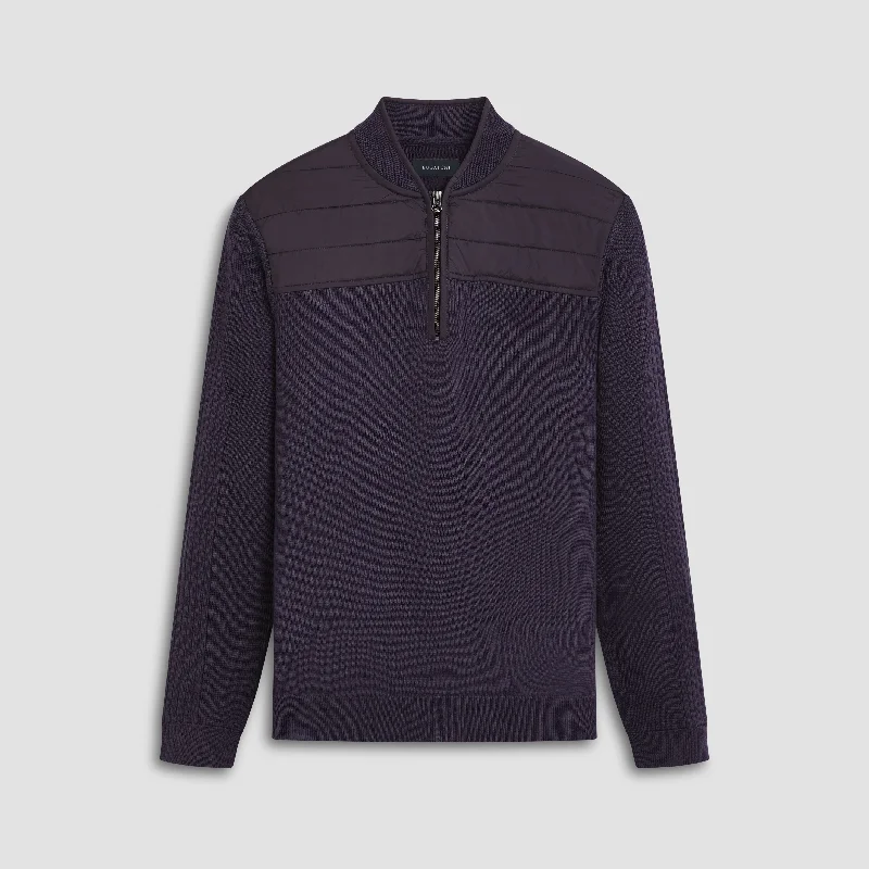 Regular Fit Men's Mock - Neck Sweater in Teal with a Side Slit for a Modern Office AttireSolid Quarter Zip Sweater Regular Fit Men's Mock - Neck Sweater in Teal with a Side Slit for a Modern Office AttireSolid Quarter Zip Sweater