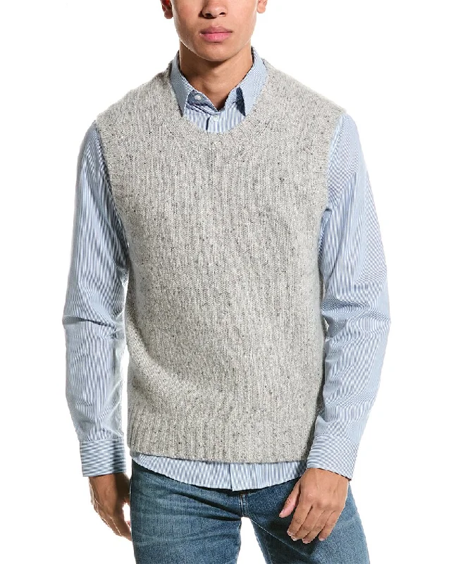 Men's Embroidered Floral Patterned Silk - Blend Sweater in Cream for a Spring - Inspired LookTodd Snyder Cashmere Crewneck Sweater Vest